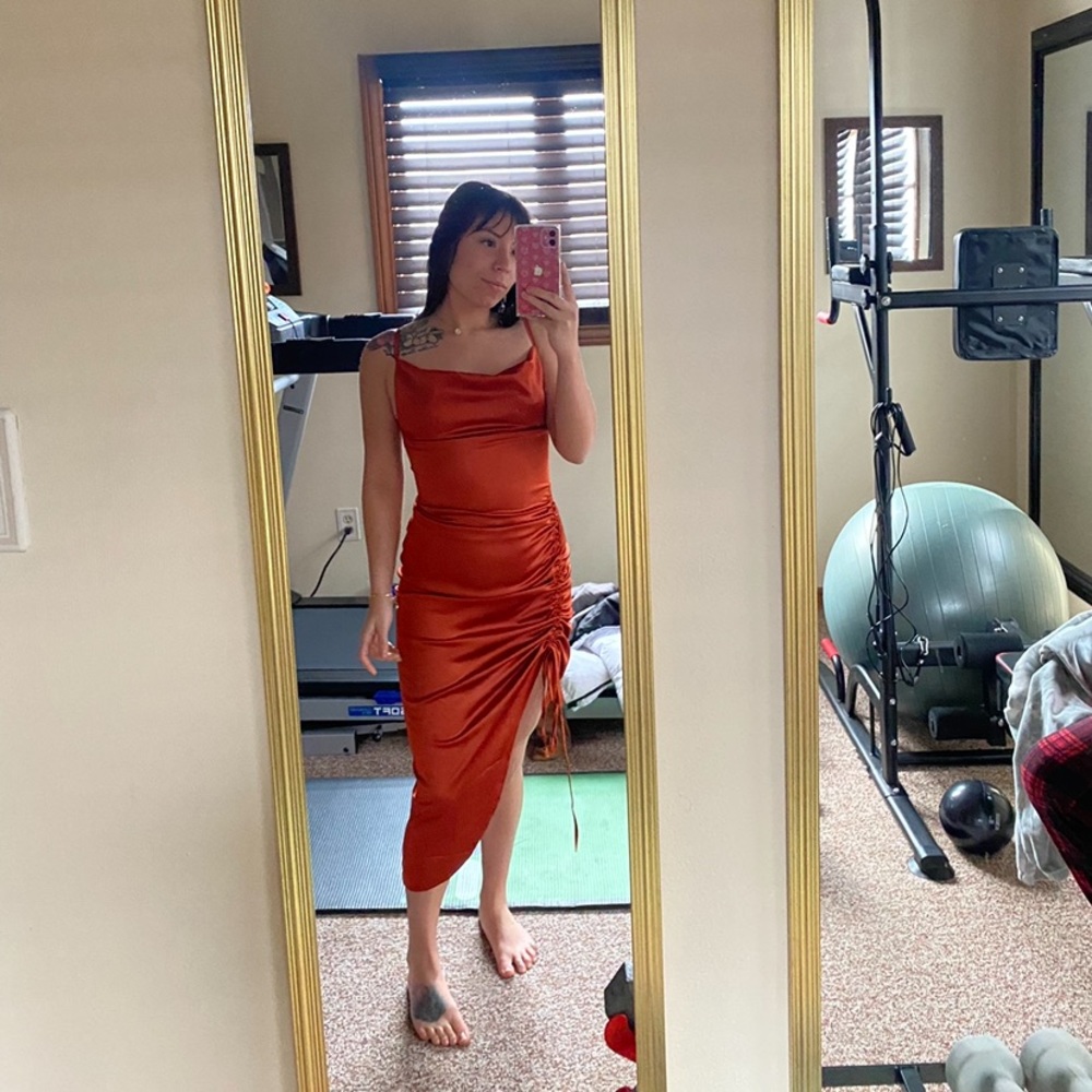 Silky rustic orange dress